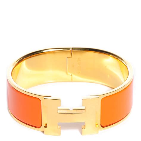 hermes orange clic clac bracelet